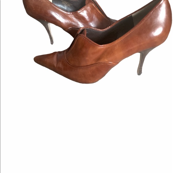 Max Studio Quasi Vintage Brown Leather Heels 9M - Picture 3 of 13